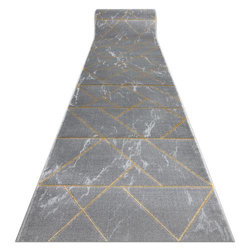 80x100 Cm Tapis De Couloir Emerald Exclusif 1012 Glamour, Élégant Marbre, Géométrique Gris / Or 80 Cm