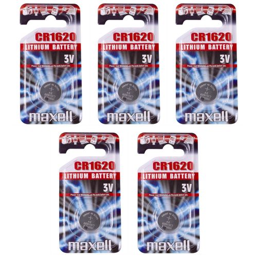 MAXELL Lot de 5 Blisters de 1 Pile bouton au lithium CR1620