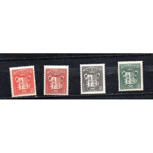 Andorre- Lot De 4 Timbres Neufs Blasons Et Armoiries
