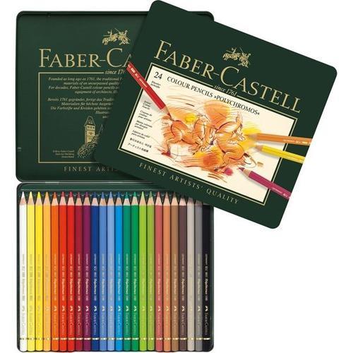 Faber-Castell 110024 Crayon De Couleur Polychromos Boîte Métal De 24 Pièces