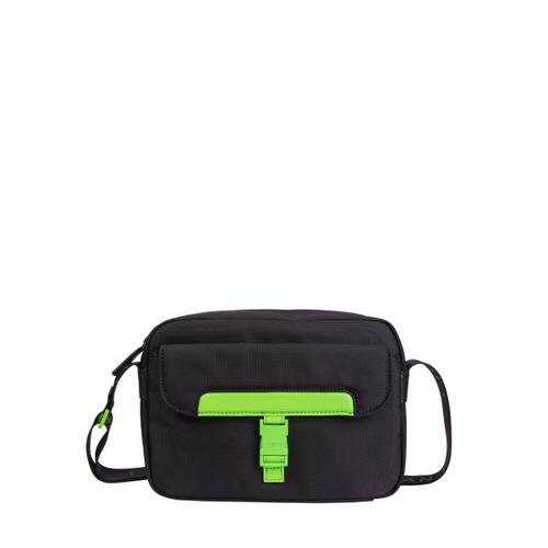 Mini-sacoche Chabrand noire & vert fluo en toile 80839105
