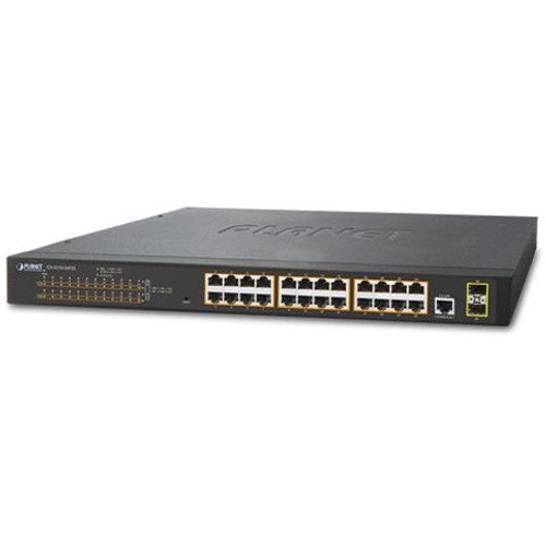 PLANET GS-4210-24P2S - Commutateur - Géré - 24 x 10/100/1000 (PoE+) + 2 x Gigabit SFP - Montable sur rack - PoE+ (300 W)