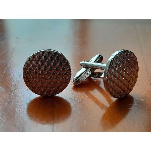 Boutons De Manchettes En Forme De Disque Strié De Couleur Argent Pour De L'élégance...