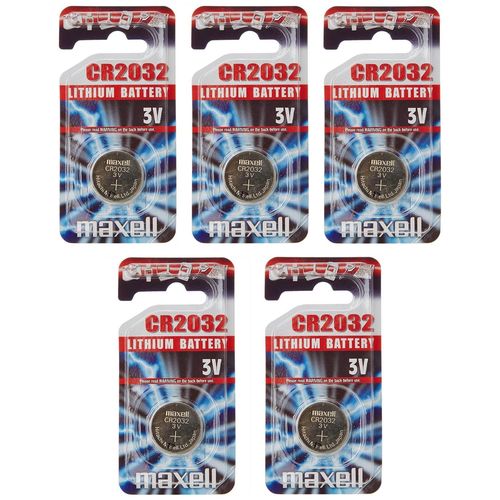 MAXELL Lot de 5 Blisters 1 pile bouton lithium CR2032 3V