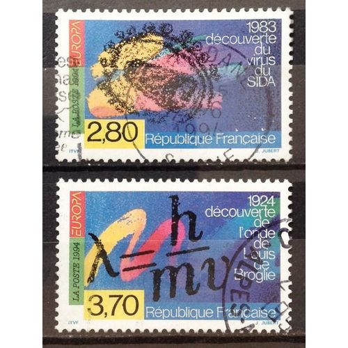 L'europe Et Les Découvertes - Virus Sida 2,80 (N° 2878) + Onde Louis De Broglie 3,70 (N° 2879) Obl - France Année 1994 - N17682
