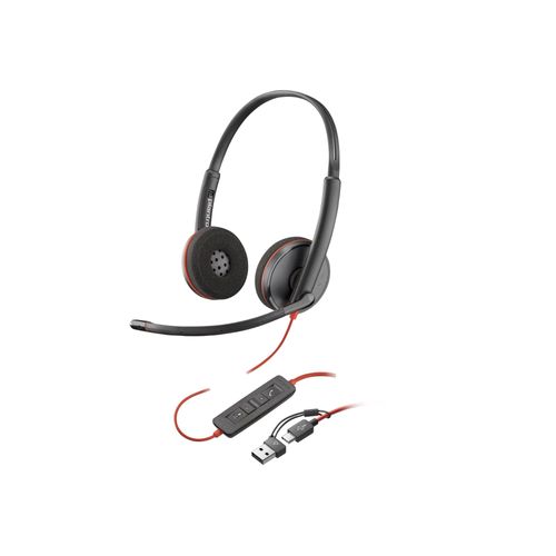 Poly Blackwire 3220 - Blackwire 3200 Series - micro-casque - sur-oreille - filaire - USB-C - noir - Certifié pour Skype for Business, certifié Cisco Jabber, Certifié Avaya, certifié UC