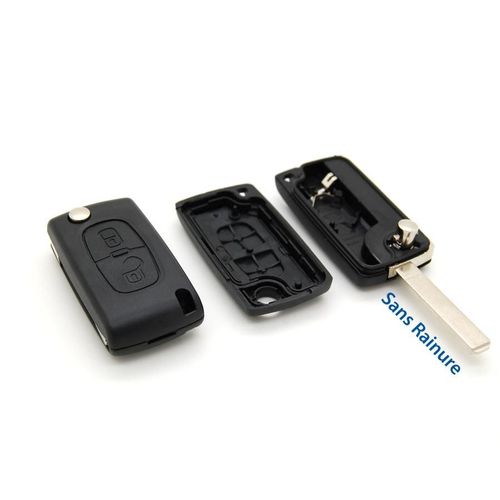 Coque Clé Plip Télécommande 2 Boutons Peugeot 107 207 307 308 407 Sans Rainure