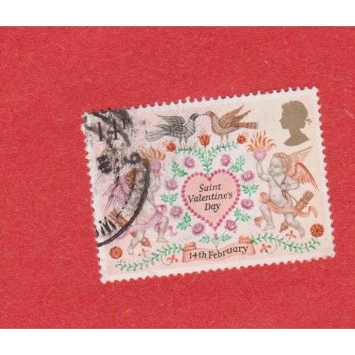 Timbre Angleterre Royaume Uni Coeur Saint Valentin