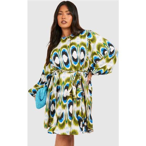Plus Bright Geo Print Godet ¿Mini Dress - Multicolore - 22