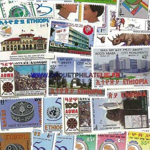 Ethiopie 100 Timbres Differents Obliteres