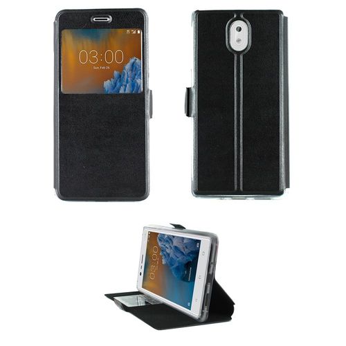 Etui Rabattable Noir Avec Ouverture Ecran Pour Nokia 3