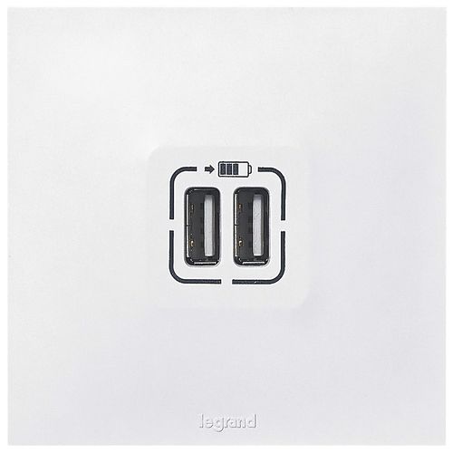 Double chargeur USB Legrand - Neptune - Blanc