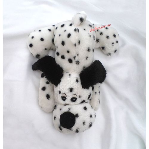 Doudou Peluche Chien Couché Blanc Et Noir Françoise Saget