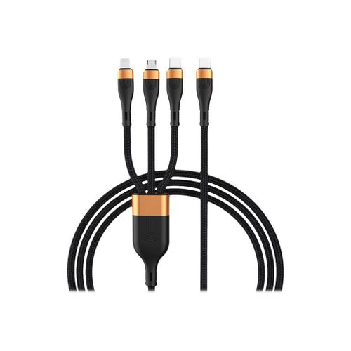 DLH - Câble USB - 24 pin USB-C (M) pour 24 pin USB-C, Micro-USB de type B, Lightning (M) - 2 A - 1.5 m - Alimentation USB (100 W) - noir