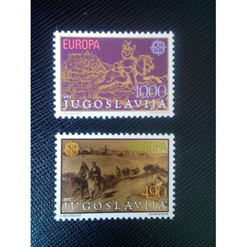 Timbre Yougoslavie Y T 1663 / 1664 Séries : Europa (C.E.P.T.) - Histoire De La Poste 1979 ( 060408 )