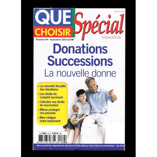 Que Choisir 89 ,Sept 2011 - Donations,Successions,La Nouvelle Donne