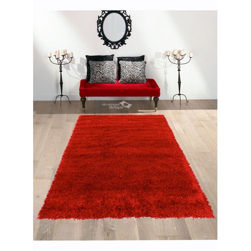 Tapis Chambre Malaidory Uni Rouge 140 X 140 Cm Tapis Longues Mèches Par Unamourdetapis