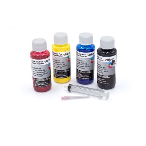 vhbw Encre de recharge en lot noir, cyan, magenta, jaune pour Epson Stylus SX510, SX510w, SX515, SX515SW, SX525.
