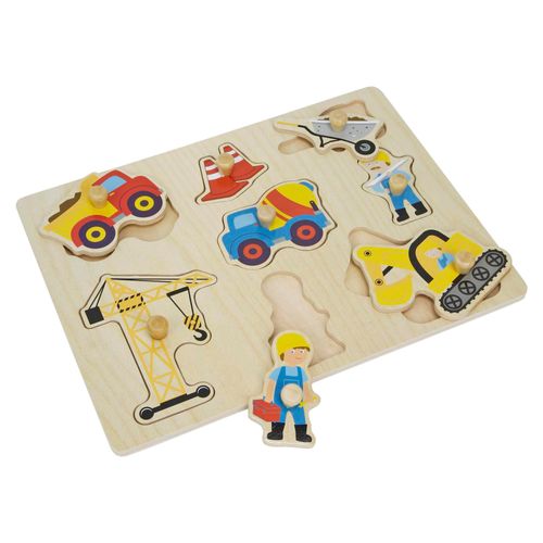 Puzzle En Bois 8 Pièces À Poser 'chantier' Pour Enfants À Partir De 2 Ans +