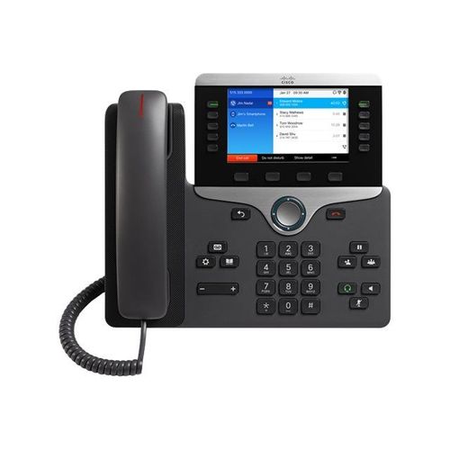 Cisco IP Phone 8861 - With Multiplatform Phone Firmware - téléphone VoIP - IEEE 802.11a/b/g/n/ac (Wi-Fi) - SIP, RTCP, RTP, SRTP, SDP - Charbon