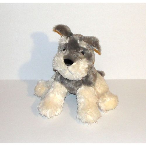 Peluche Chien Jours Heureux Doudou Chien Gris Blanc Assis 28 Cm