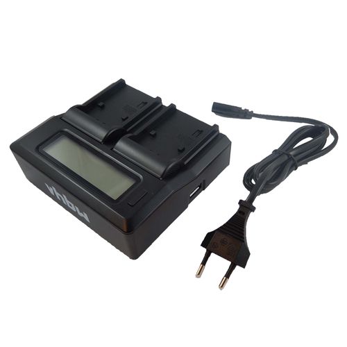 vhbw Chargeur de batterie double compatible avec Panasonic Lumix DMC-G70M, DMC-G70W, DMC-G70X, DMC-G7HK, DMC-G80 caméra, DSLR, action-cam