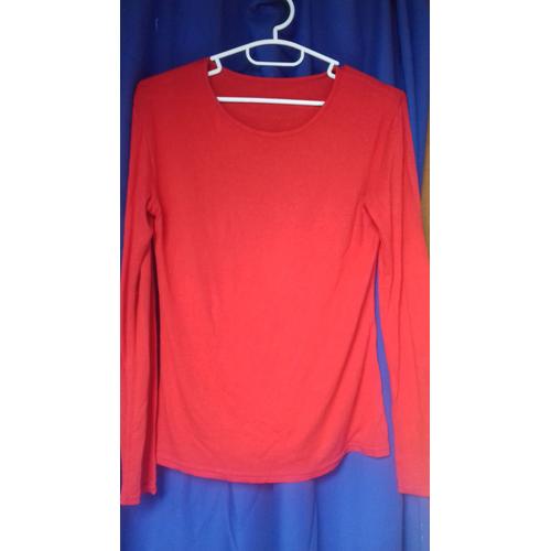 Tee Shirt Manches Longues Acrylique Rouge Taille 38/40