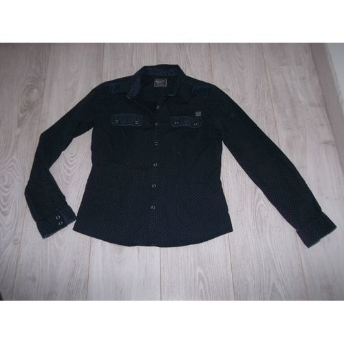 Chemise Kaporal Bleu Marine Motifs Blancs 2 Fausses Poches Taille S Tbe