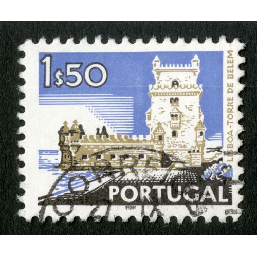 Timbre Oblitéré Portugal, Lisboa Torre De Belem, 1s50