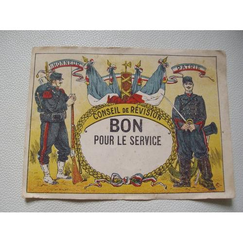 Affichette Conseil De Revision "Bon Pour Le Service"