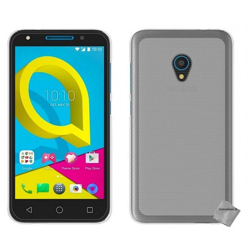Housse Etui Coque Pochette Silicone Gel Fine Pour Alcatel U5 + Film Ecran - Blanc Transparent