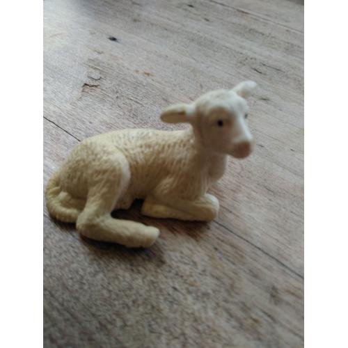 Figurine-Rare - Vintage- Mouton Bébé Couché- Schleich 2.5cm