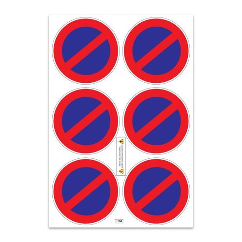 Planche A4 De Stickers Ultra-Destructible Stationnement Interdit - U14