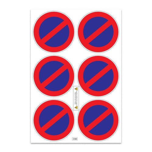 Planche A4 De Stickers Ultra-Destructible Stationnement Interdit - U14