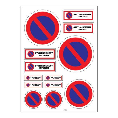 Planche A4 De Stickers Stationnement Interdit Autocollant Adhésif - B20