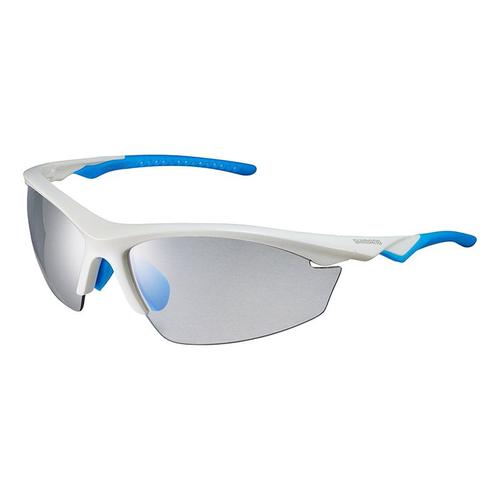 Lunettes Shimano Eqx2 Blanc Bleu Avec Des Verres Gris Photochromiques