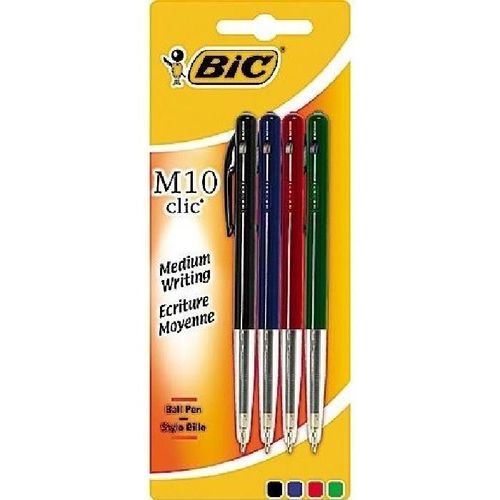 Bic M10 Clic Stylo-Bille Pointe Moyenne 1,0 Mm Noir/Bleu/Rouge/Vert