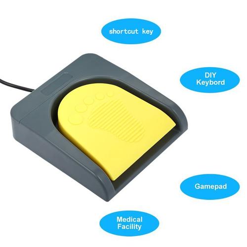 Pédale d'action de clavier d'ordinateur personnalisée commande de commutateur au pied unique USB une touche capteur PCsensor gris et jaune