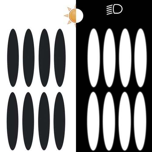 8 Stickers Ovales Réfléchissants Pour Casque Moto 9x2 Cm Noir Réfléchissant