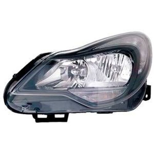 Phare Optique Avant Gauche Pour Opel Corsa D Phase 2, 2011-2014, H1+H7, Fond Noir, Neuf