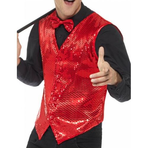 Gilet Rouge À Sequins Adulte Large