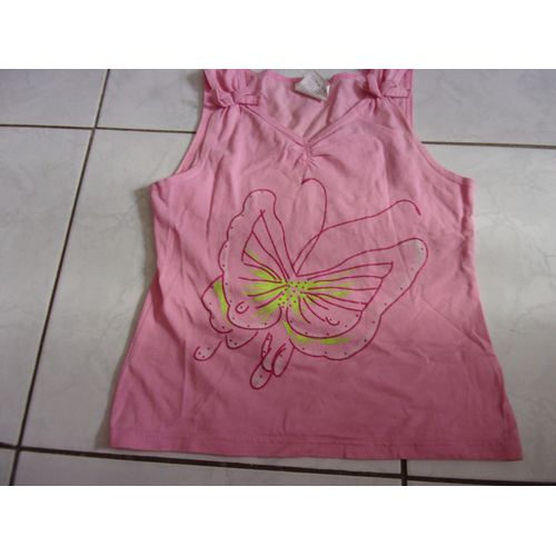 Débardeur Motif Papillon Coton 8 Ans Rose