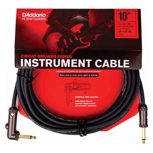 Planet Waves AGLRA10 - Câble jack/jack coudé mono 3 m avec interrupteur