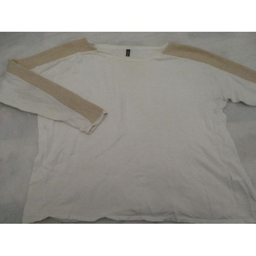 Pull Manches 3/4 Naf Naf Taille L " Bande Scintillant Dorée "