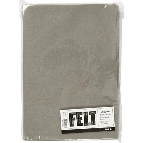 Creativ Company - Hobby Felt Gray A4, 10 Sheets 45519