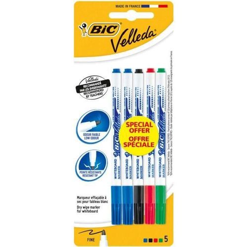 Bic Feutre Effacable A Sec Velleda 1721 Fin Assortis X5
