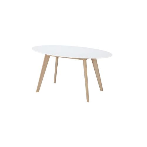 Table Scandinave Ovale Blanche Et Bois Clair L150 Cm Leena