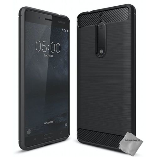 Housse Etui Coque Silicone Gel Carbone Pour Nokia 5 + Film Ecran - Noir