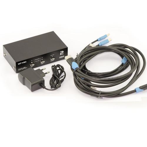 KVM SWITCH HDMI - USB /// AUTOMATIQUE /// - 2 PORTS SON + IMAGE + CLAVIER + SOURIS