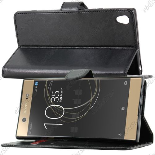 Ebeststar ® Etui Portefeuille Housse Coque Protection Folio Book Livre Pour Sony Xperia Xa1 Ultra, Xa1 Ultra Dual (2017), Couleur Noir [Dimensions Precises De Votre Appareil : 165 X 79 X 8.1 Mm, Écran 6'']